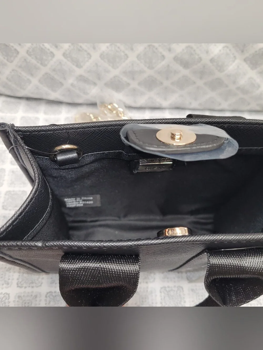 Guess Black Mini Tote with White Logo Straps